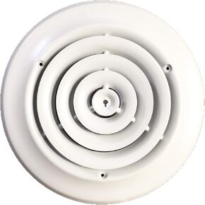 HBW 8" Round Ceiling Diffuser White Powder Coated with Outside Dimension of 12" Fitting in 8" Duct