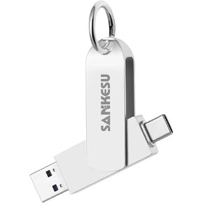Type C Flash Drive 128GB-3.1 USB C Drive Read Speed Up to 150MB/s, OTG Thumb Drive with Type A and Type C Ports, Flash Drive for Android Phone/PC/Laptop/Mac(Silver)