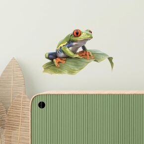 Lifelike Red Eyed Tree Frog Wall Decal Nursery Animal Wall Sticker Removable Peel and Stick Wall Art Decor for Kid Baby Classroom Preschool Living Room Playroom Bedroom School