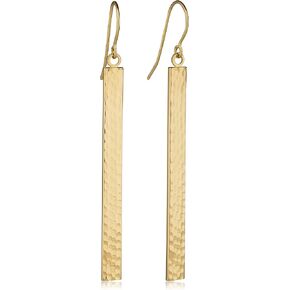 KoolJewelry 14k Yellow White or Rose Gold Diamond-cut or High Polish Bar Earrings (2 inches long)