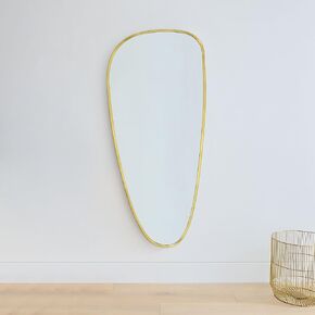 TEHOME Large Irregular Full Length Mirror Asymmetrical Floor Bathroom Mirror Black Irregular Shaped Full Body Wall Mirror in Matt Black, 60 x 27 inches