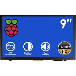 9 Inch Raspberry Pi Screen Touchscreen Monitor 1024x600 HDMI Monitor 16:9 IPS Screen Display for Raspberry Pi 4/3/2/Zero/B/B+ Win11/10/8/7, Free-Driver