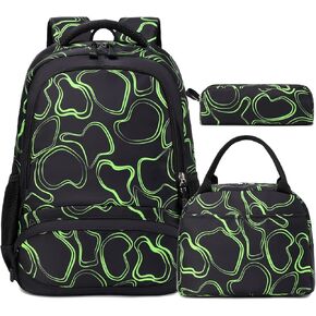 Girls Boys Backpack with Lunch Box Pencil Case for Elementary, 3 in 1 Large Capacity Kids Backpack for School Girls Boys