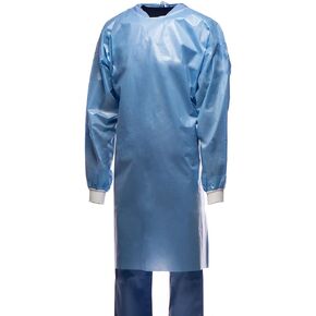 TRONEX 50 Pcs AAMI Level 2 Chemotherapy Gown Chemo-Rated Blue Medical Isolation Gowns Waterproof Hook-and-Loop Neck Closure (Unisize)