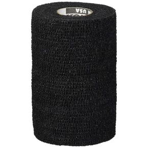 PowerFlex Self Adherent Tape, Latex, Athletic Tape, Black, 4", 12 Rolls per Case