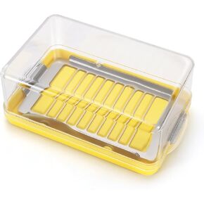 Stainless Steel Butter Slicer Cutter Container with Lid & Fork, 16 Oz Covered Stick Butter Dish for Refrigerator, Butter Cutter and Storage Case, Kitchen Countertop Butter Keeper Holder