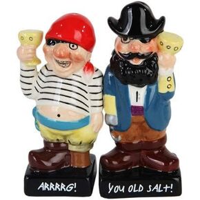 Pacific Giftware 3.75" Captain Hook & Pirate Cheers Magnetic Salt & Pepper Shakers -Attractives Collection