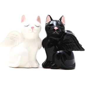 Pacific Giftware 3.5 Inch Black and White Angelic Cats Salt and Pepper Shakers Set