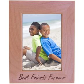 CustomGiftsNow Best Friends Forever Engraved Natural Alder Wood Picture Tabletop/Hanging Photo Wooden Frame (4x6-inch Vertical)