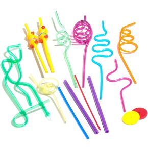 TalkTools Reusable Drinking Crazy Straws - Fun Drinking Straws Silly Colorful Drinking Straws Crazy Straws for Kids Colorful Reusable Swirly Twisty Loop Straws for Party - 17pack