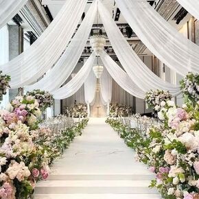 Ceiling Drapes Black Sheer Draping Fabric 5x30ft 2 Panels Chiffon Ceiling Drapery Wedding Ceiling Curtain Sheer Ceiling Fabric Vintage Tent Draping for Party Wedding Ceiling Decoration