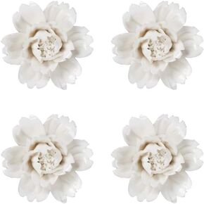 Insiswiner Ceramic Flowers Wall Decor Home Hanging 3D Wall Art Decoration for Living Room Bedroom Pink Peony (4 Pack)