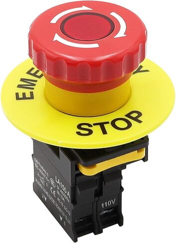 mxuteuk الأحمر LED ضوء الجهد 110 فولت 22 مللي متر 1 NC مقاوم للماء IP65 الفطر الأحمر الإغلاق الطوارئ وقف مفتاح بـزر دفع التيار المتناوب 600 فولت 10A LA155-A1-01ZSD in Saudi Arabia