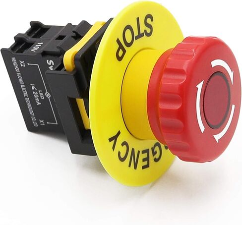 mxuteuk الأحمر LED ضوء الجهد 110 فولت 22 مللي متر 1 NC مقاوم للماء IP65 الفطر الأحمر الإغلاق الطوارئ وقف مفتاح بـزر دفع التيار المتناوب 600 فولت 10A LA155-A1-01ZSD in Saudi Arabia