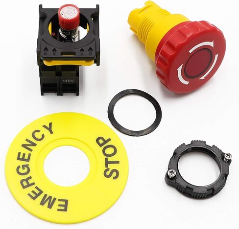 mxuteuk الأحمر LED ضوء الجهد 110 فولت 22 مللي متر 1 NC مقاوم للماء IP65 الفطر الأحمر الإغلاق الطوارئ وقف مفتاح بـزر دفع التيار المتناوب 600 فولت 10A LA155-A1-01ZSD in Saudi Arabia