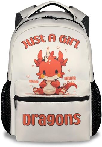 Kid Backpack for Girls - 17 Inch Light Yellow Durable Dragon Bookbag for School, Travel and Camp - Aesthetic School Backpack with Large Capacity, lightweight in Saudi Arabia