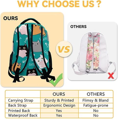 Girls, Boys Cat Backpack - 16 Inches Cartoon Backpacks for School - Green Durable Bookbag for Middle School in Saudi Arabia