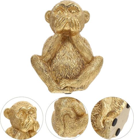 3 Wise Monkey Statue Hear No Evil See No Evil Speak No Evil Monkeys Statue Resin Golden Monkeys Figurines for Home Feng Shui Decorations Animal Lover Speak No Evil in Saudi Arabia