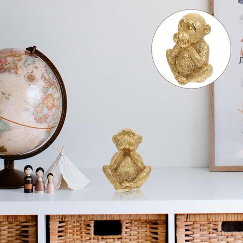 3 Wise Monkey Statue Hear No Evil See No Evil Speak No Evil Monkeys Statue Resin Golden Monkeys Figurines for Home Feng Shui Decorations Animal Lover Speak No Evil in Saudi Arabia