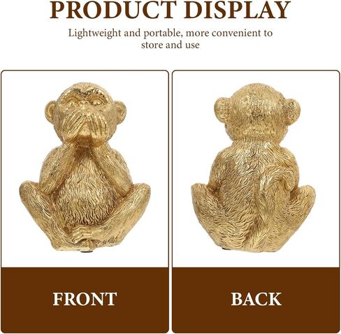 3 Wise Monkey Statue Hear No Evil See No Evil Speak No Evil Monkeys Statue Resin Golden Monkeys Figurines for Home Feng Shui Decorations Animal Lover Speak No Evil in Saudi Arabia