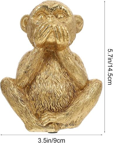3 Wise Monkey Statue Hear No Evil See No Evil Speak No Evil Monkeys Statue Resin Golden Monkeys Figurines for Home Feng Shui Decorations Animal Lover Speak No Evil in Saudi Arabia