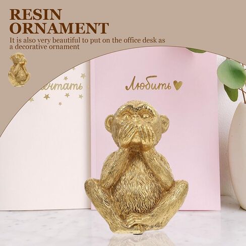 3 Wise Monkey Statue Hear No Evil See No Evil Speak No Evil Monkeys Statue Resin Golden Monkeys Figurines for Home Feng Shui Decorations Animal Lover Speak No Evil in Saudi Arabia