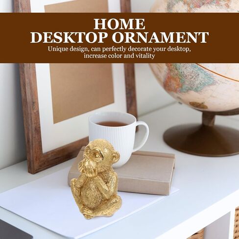 3 Wise Monkey Statue Hear No Evil See No Evil Speak No Evil Monkeys Statue Resin Golden Monkeys Figurines for Home Feng Shui Decorations Animal Lover Speak No Evil in Saudi Arabia