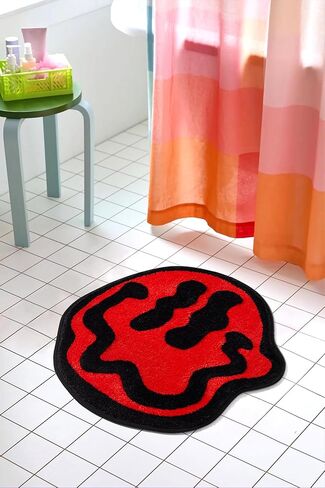 سجادة حمام تريبي هابي فيس باللون الوردي - سجاد رائع لغرفة النوم، سجادة بريبي، سجادة هيبي غير قابلة للانزلاق، سجادة عصرية ممتعة وغير تقليدية، ديكور وردي لغرفة النوم وممر الحمام in Kuwait