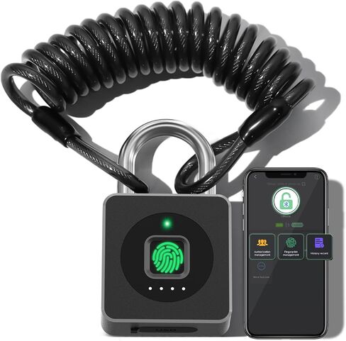 Pothunder Fingerprint Padlock with APP, Waterproof Smart Lock | Keyless Biometric Unlock, IP65 Waterproof, Bluetooth APP Control, Ideal for Gym, Locker, Gates, Fence & Storage in Kuwait