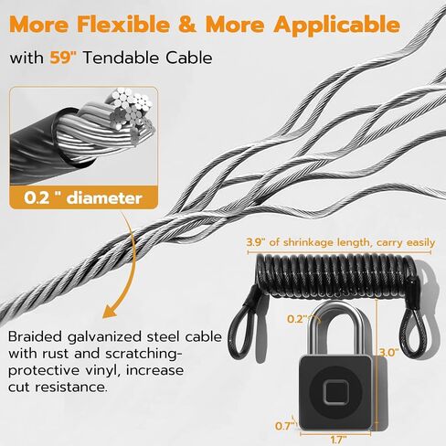 Pothunder Fingerprint Padlock with APP, Waterproof Smart Lock | Keyless Biometric Unlock, IP65 Waterproof, Bluetooth APP Control, Ideal for Gym, Locker, Gates, Fence & Storage in Kuwait