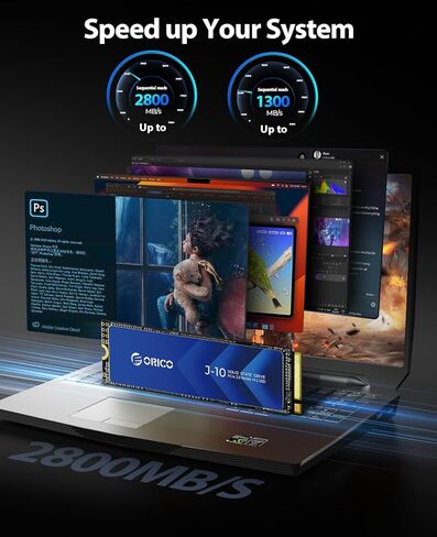 ORICO NVMe SSD 256GB M.2 with Heatsink, PCIe Gen3x4 2280 Internal Solid State Drive, SLC Cache 3D NAND, Up to 1800MB/s, Compatible with Laptop and PC Desktops -J10 in Kuwait