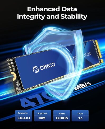 ORICO NVMe SSD 256GB M.2 with Heatsink, PCIe Gen3x4 2280 Internal Solid State Drive, SLC Cache 3D NAND, Up to 1800MB/s, Compatible with Laptop and PC Desktops -J10 in Kuwait