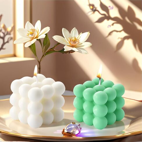2PCS Bubble Candle, Cube Soy Wax Bubble Candles, Handcrafted Natural Scented Aesthetic Bubble Candle Set for Home Bedroom Decor, Birthday Mothers Day Gifts in Saudi Arabia