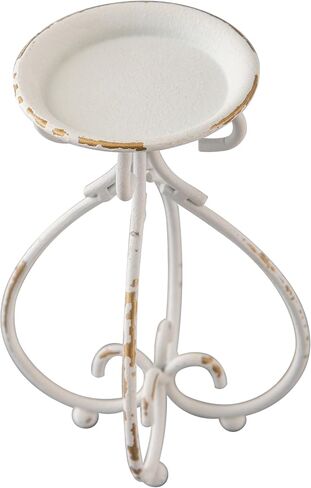 SOFE Farmhouse Cast Iron Candle Holder, Distressed White Pillar Candle Holders, Unique Rustic Candle Holder Decor, Vintage Candlestick Holders, Candle Pedestal Stand for Dining Table, Wedding Party in Saudi Arabia