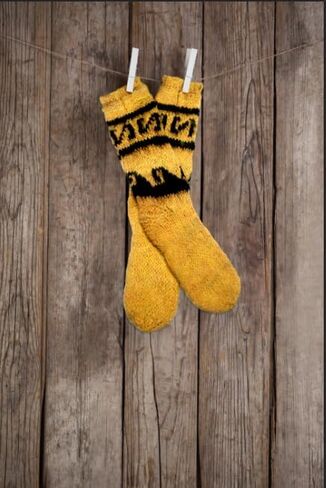 جوارب Gamboa Alpaca جوارب الألبكة للشتاء الدافئ - للجنسين - أصفر مع تصميمات الأنديز in Kuwait