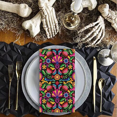 Horaldaily 100 Dia de Muertos مناديل تزيين ورقية للاستعمال مرة واحدة، منشفة يد لعيد الهالوين من جماجم المكسيك الميتة لحفلات الغداء والعشاء والمطبخ والحمام in Saudi Arabia