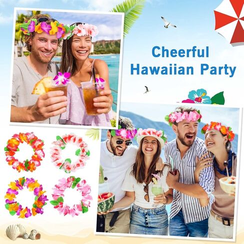 مجموعة أغطية الرأس Yinder Hawaiian Leis and Flower - 30 قطعة من ديكورات حفلات Luau وهدايا ومستلزمات الشاطئ in Kuwait