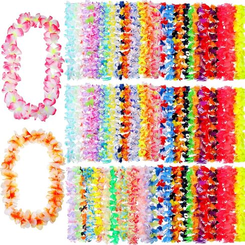 Kigeli 500 Counts Hawaiian Leis Bulk, Luau Leis for Luau Party, Colorful Artificial Tropical Flowers Necklaces for Beach Hawaii Luau Party Favors in Saudi Arabia