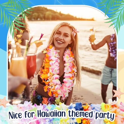 Kigeli 500 Counts Hawaiian Leis Bulk, Luau Leis for Luau Party, Colorful Artificial Tropical Flowers Necklaces for Beach Hawaii Luau Party Favors in Saudi Arabia