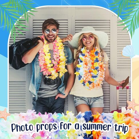 Kigeli 500 Counts Hawaiian Leis Bulk, Luau Leis for Luau Party, Colorful Artificial Tropical Flowers Necklaces for Beach Hawaii Luau Party Favors in Saudi Arabia