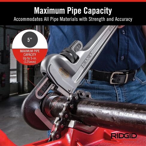 RIDGID 31110 موديل 836 مفتاح أنابيب سباكة ألومنيوم مستقيم 36 بوصة، فضي، صنع في الولايات المتحدة الأمريكية in Saudi Arabia