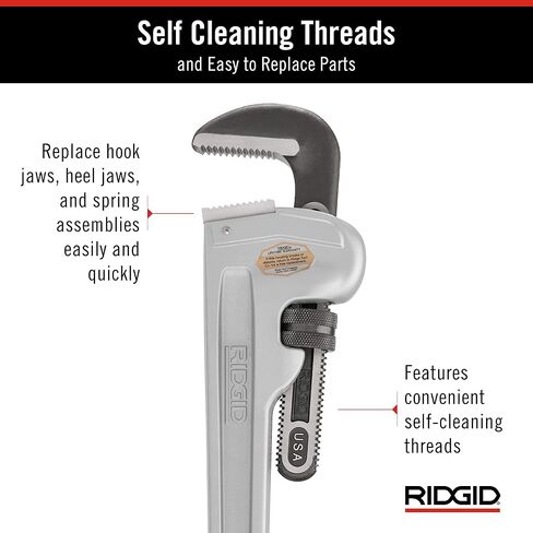 RIDGID 31110 موديل 836 مفتاح أنابيب سباكة ألومنيوم مستقيم 36 بوصة، فضي، صنع في الولايات المتحدة الأمريكية in Saudi Arabia