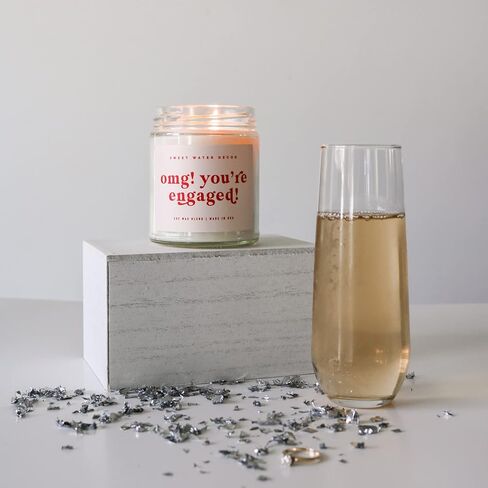 Sweet Water Decor, OMG, You're Engaged! Candle, Red Text | Tropical Fruits, Sugared Oranges, Mountain Green Scented Soy Wax Candle for Home | Engagement Gift | 9oz Clear Jar, 40 Hour Burn Time in Saudi Arabia