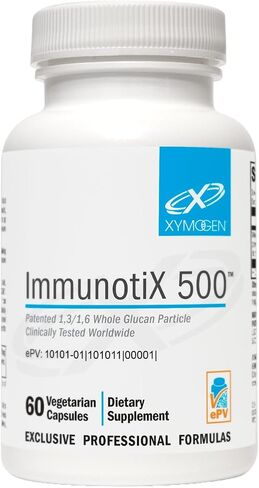 XYMOGEN ImmunotiX 500 - Supports Healthy Immune Function - Patented 1,3/1,6 Whole Glucan Particle Clinically Tested Worldwide - Beta-Glucan Derived from Saccharomyces cerevisiae (60 Capsules) in Saudi Arabia