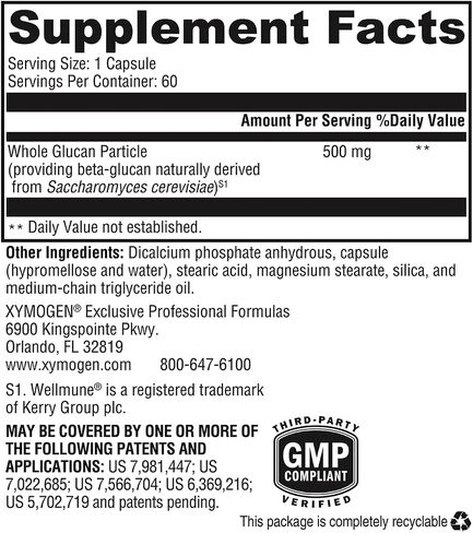 XYMOGEN ImmunotiX 500 - Supports Healthy Immune Function - Patented 1,3/1,6 Whole Glucan Particle Clinically Tested Worldwide - Beta-Glucan Derived from Saccharomyces cerevisiae (60 Capsules) in Saudi Arabia
