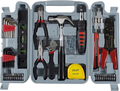 130-Piece Tool Set - Tool Kit With Hammer, Wrenches, Screwdriver, Pliers, and More - Hand Tools For Home Improvement Projects By Stalwart (Gray) in Saudi Arabia