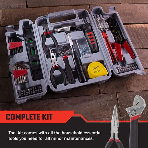 130-Piece Tool Set - Tool Kit With Hammer, Wrenches, Screwdriver, Pliers, and More - Hand Tools For Home Improvement Projects By Stalwart (Gray) in Saudi Arabia