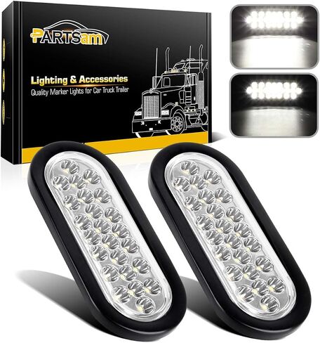 Partsam 2pcs 6 بوصة البيضاوي العنبر LED أضواء المقطورة 24LED، 6 "البيضاوي أدى بدوره إشارة وأضواء وقوف السيارات فلوش جروميت جبل مختومة 12V RV شاحنة مقطورة بيك اب الجبهة الوفير أضواء مصابيح للماء in Saudi Arabia