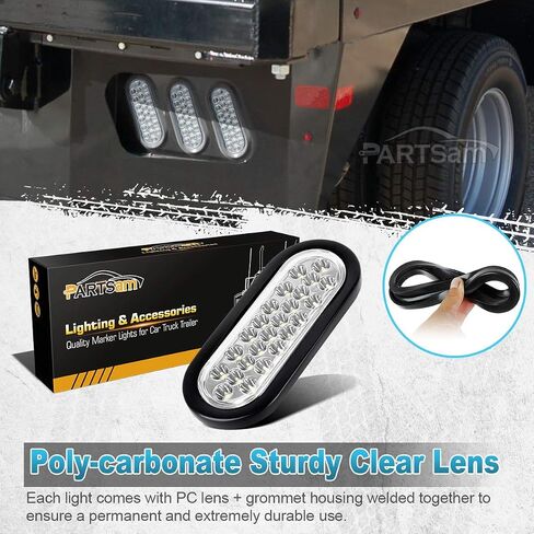 Partsam 2pcs 6 بوصة البيضاوي العنبر LED أضواء المقطورة 24LED، 6 "البيضاوي أدى بدوره إشارة وأضواء وقوف السيارات فلوش جروميت جبل مختومة 12V RV شاحنة مقطورة بيك اب الجبهة الوفير أضواء مصابيح للماء in Saudi Arabia