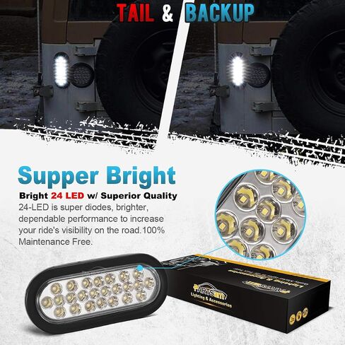 Partsam 2pcs 6 بوصة البيضاوي العنبر LED أضواء المقطورة 24LED، 6 "البيضاوي أدى بدوره إشارة وأضواء وقوف السيارات فلوش جروميت جبل مختومة 12V RV شاحنة مقطورة بيك اب الجبهة الوفير أضواء مصابيح للماء in Saudi Arabia